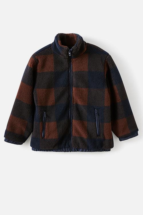 Simon Sherpa Jacket -Rocky road/Squid Ink Check