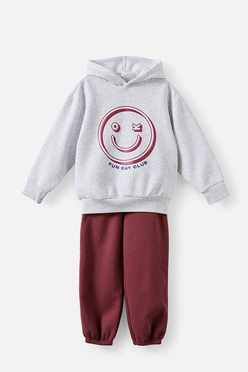 Sammy Oversized Hoodie & Relaxed Trackpant Pack - Grey Marle Funday/Bordeaux