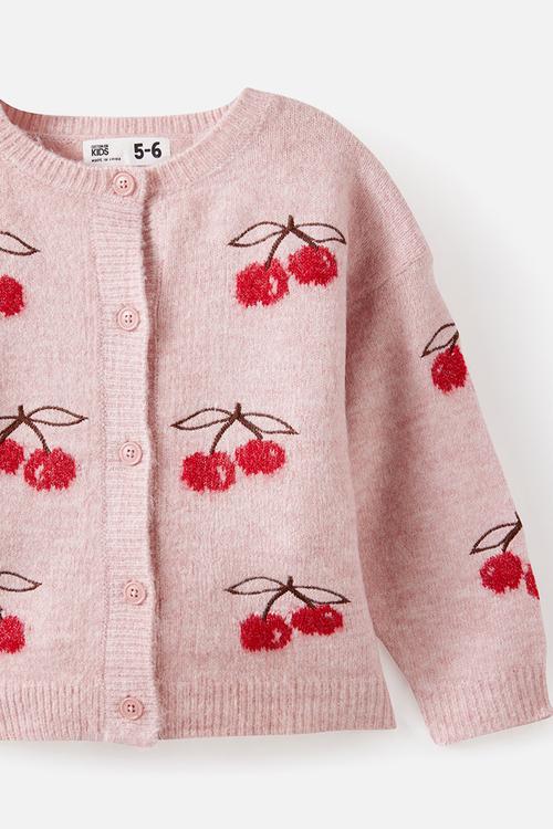 Cosi Crew Neck Cardigan - Zehpyr Marle/Cherries
