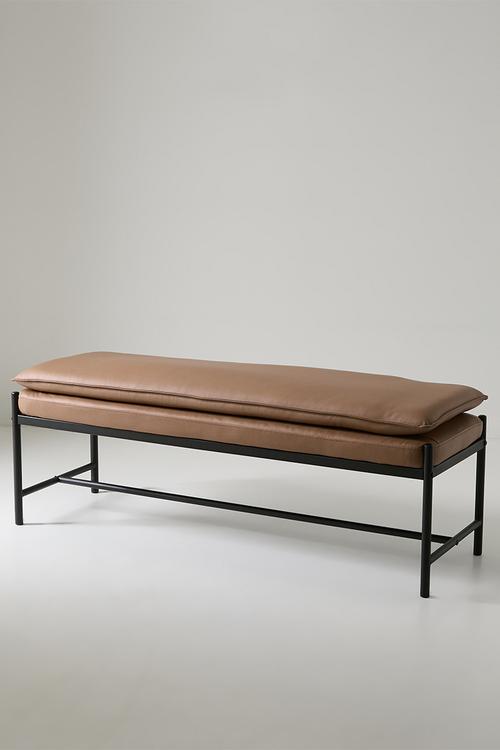 Faux Leather Saddle Bench - Tan