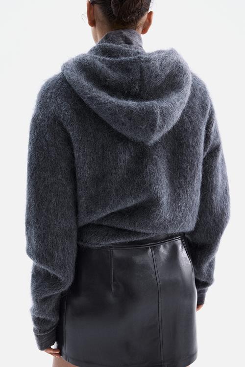 Coated zip-detail skirt - dark grey