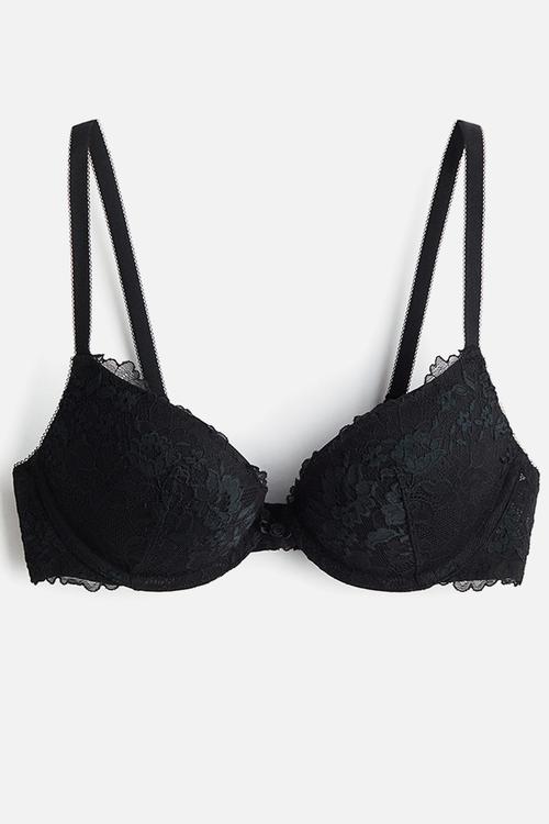 Lace super push-up bra - black