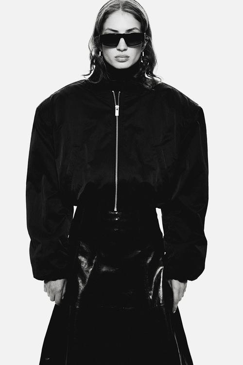 Shoulder-pad bomber jacket - black