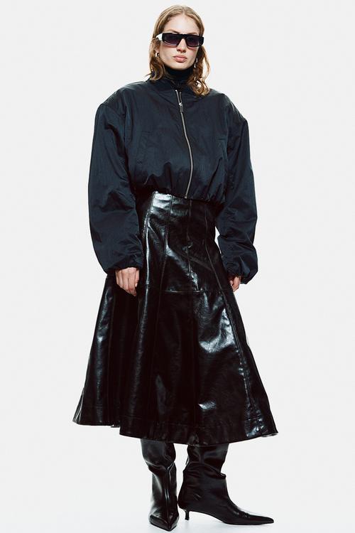 Shoulder-pad bomber jacket - black