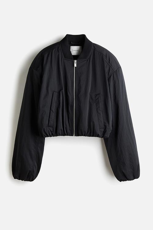 Shoulder-pad bomber jacket - black