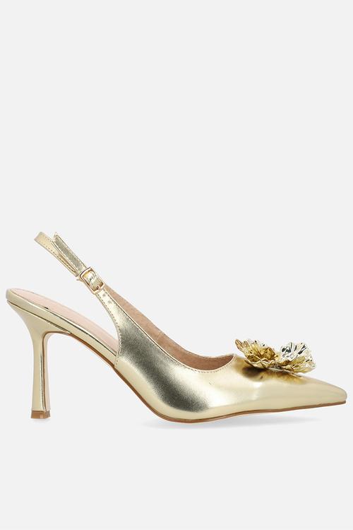 Franky closed toe stiletto heel slingback - gold 