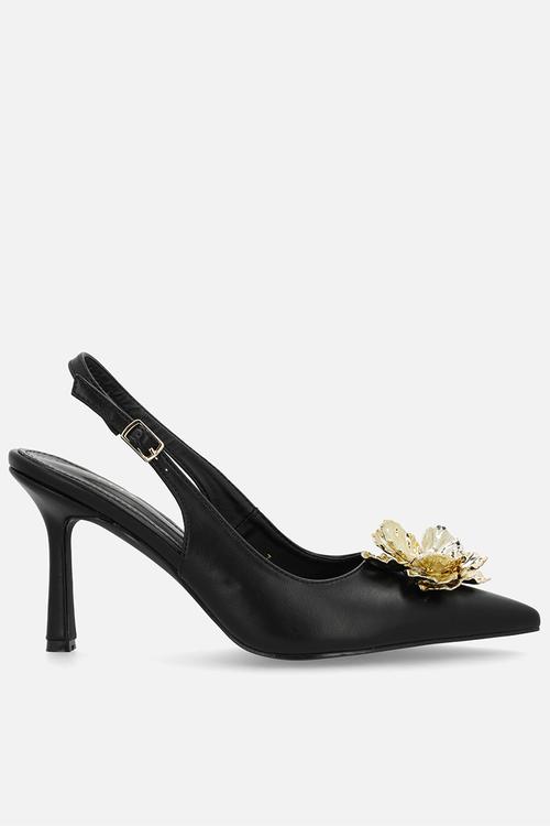Franky closed toe stiletto heel slingback - black 