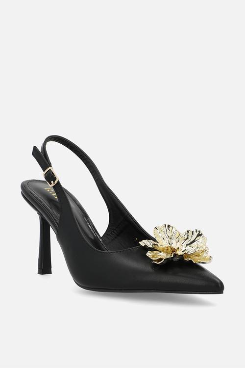 Franky closed toe stiletto heel slingback - black 