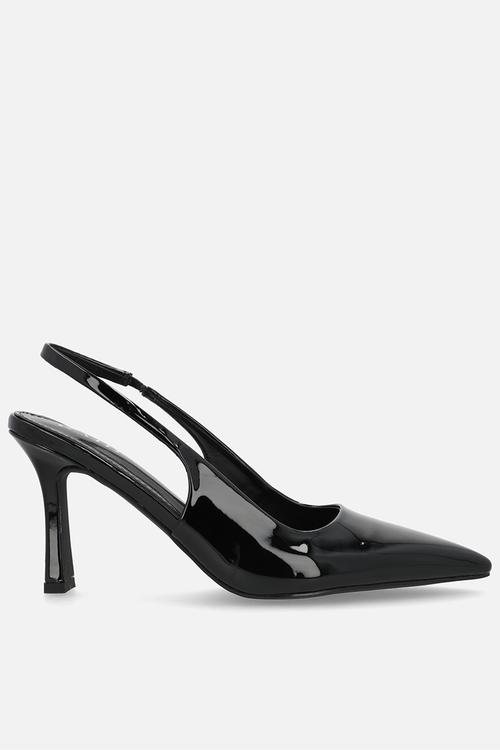 Hollie closed toe stiletto heel slingback - black 