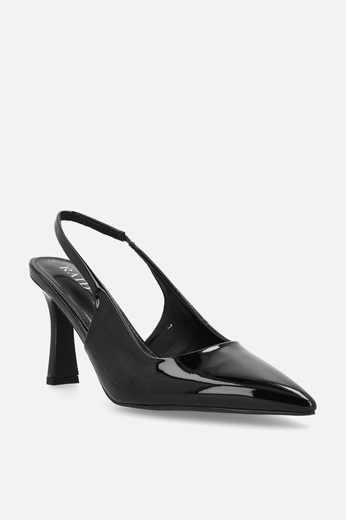 Hollie closed toe stiletto heel slingback - black 