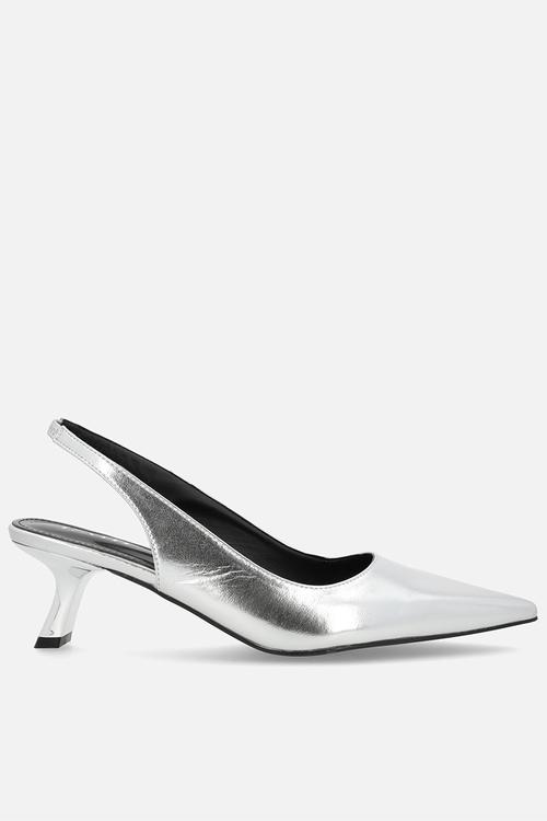 Letisha closed toe comma heel slingback - silver 