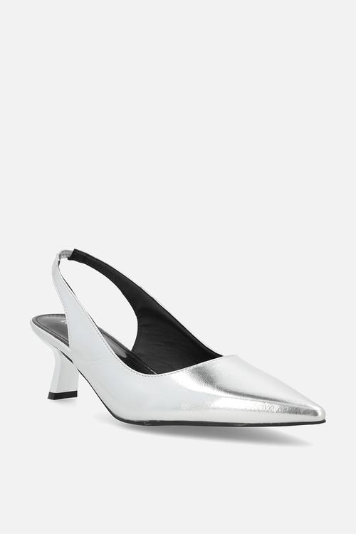 Letisha closed toe comma heel slingback - silver 