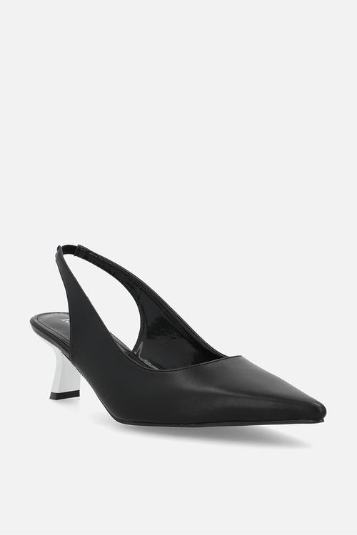 Letisha closed toe comma heel slingback - black 