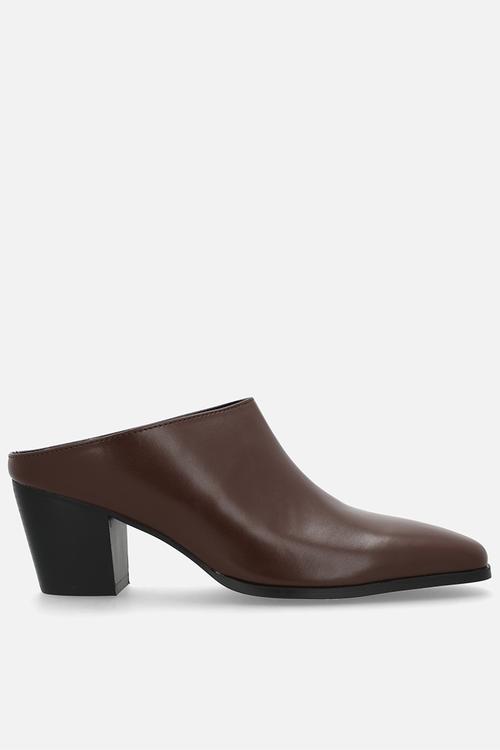 Millie closed toe block heel mule - brown 