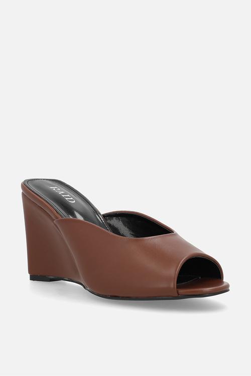 Dovie open toe wedge heel mule - brown 