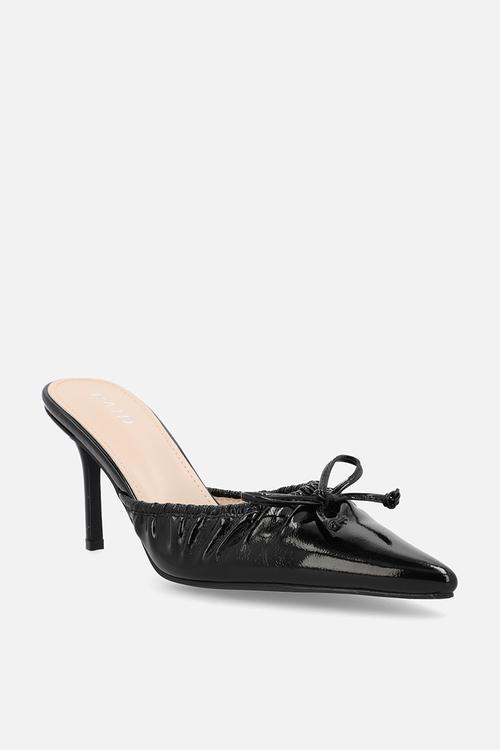 Cyra closed toe stiletto heel mule - black 