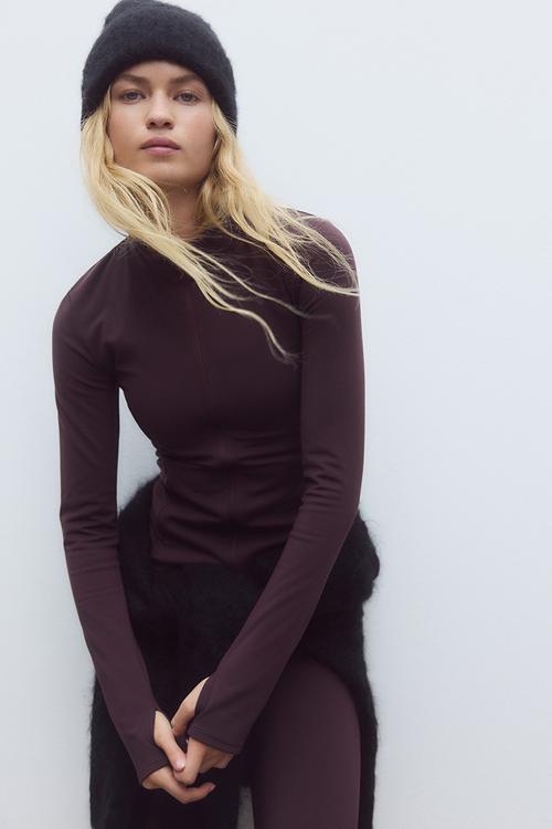 Sports fleece jacket with softmove™ - chocolate plum