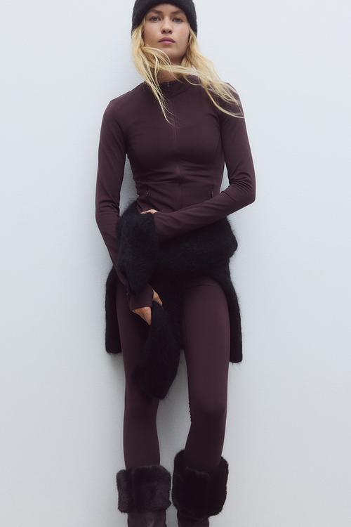 Sports fleece jacket with softmove™ - chocolate plum