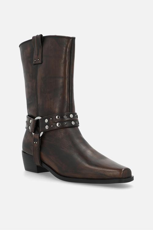 Florrie biker boot - brown brushed 