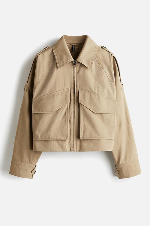 Cotton cargo jacket - beige