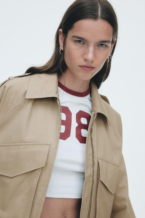 Cotton cargo jacket - beige