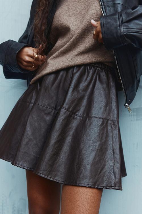 Circular mini skirt - dark brown