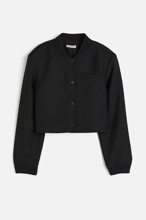 Textured bomber jacket - black
