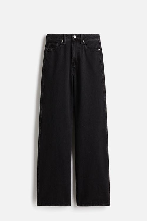 Wide high waist jeans - black