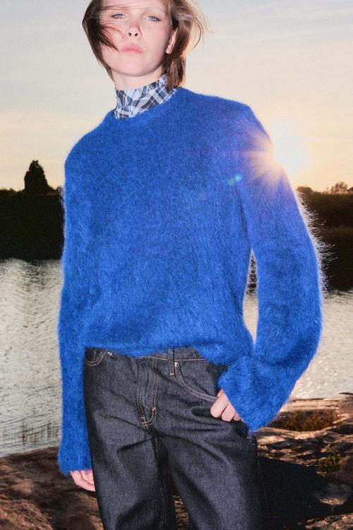 Mohair-blend jumper - bright blue