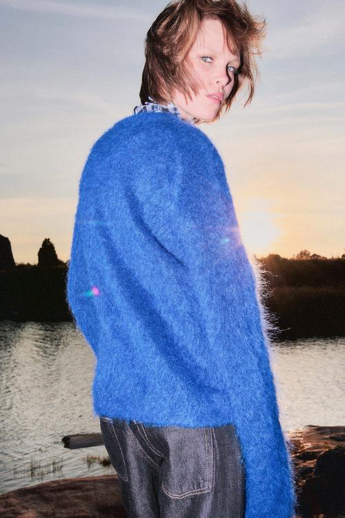 Mohair-blend jumper - bright blue