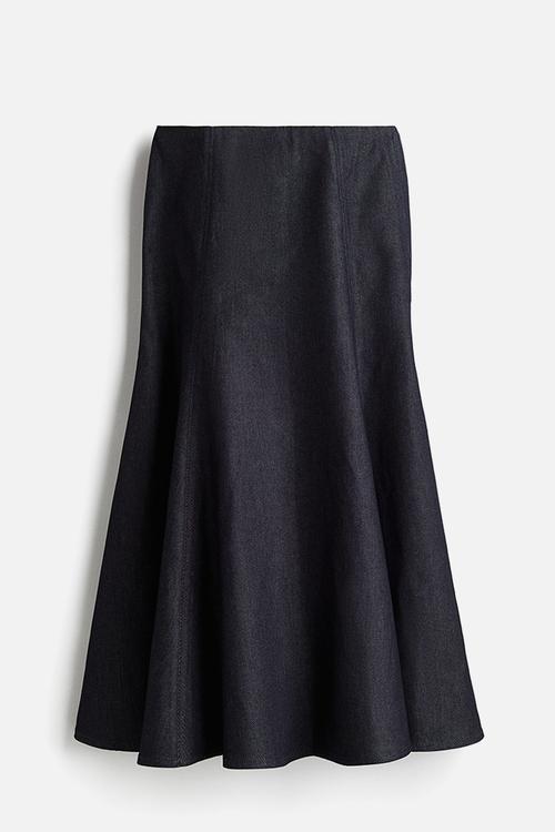 Flared denim skirt - dark denim blue