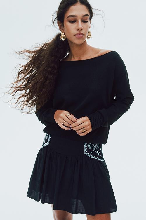 Off-the-shoulder jumper - black