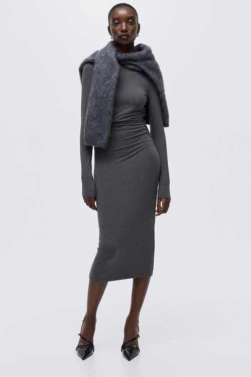 Draped bodycon dress - dark grey