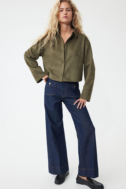 Loose-fit shirt - dark khaki green