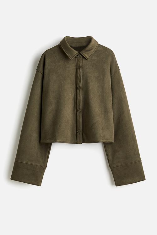Loose-fit shirt - dark khaki green