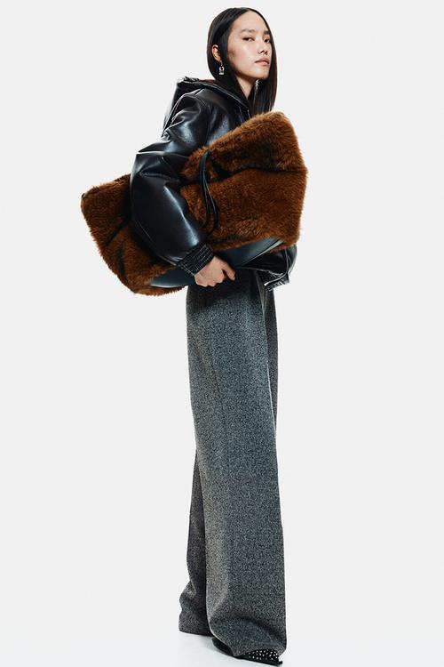 Pleat-front trousers - dark grey/herringbone pattern