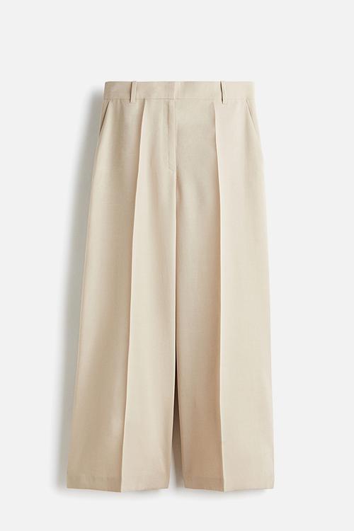 Wide ankle-length trousers - ligh beige