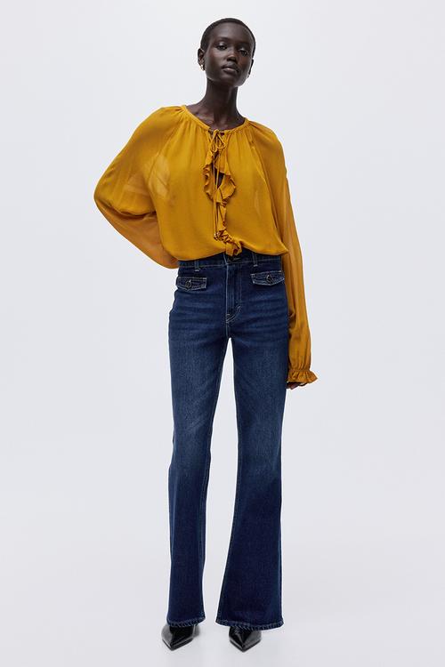 Flared high jeans - dark denim blue