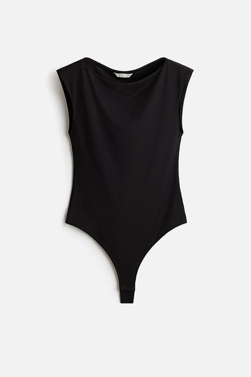 Boat-neck thong body - black