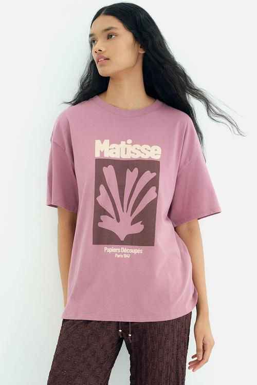 Oversized printed t-shirt - dark pink matisse