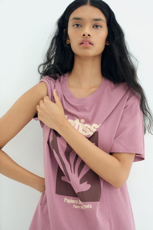 Oversized printed t-shirt - dark pink matisse