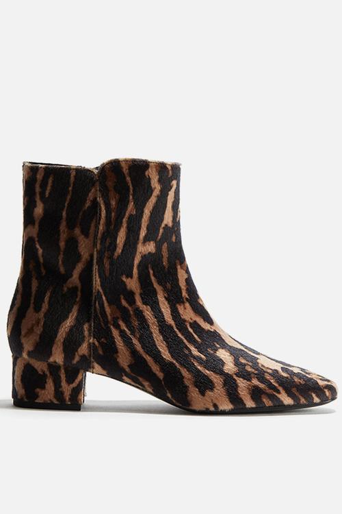 Block-heeled ankle boots - beige leopard print