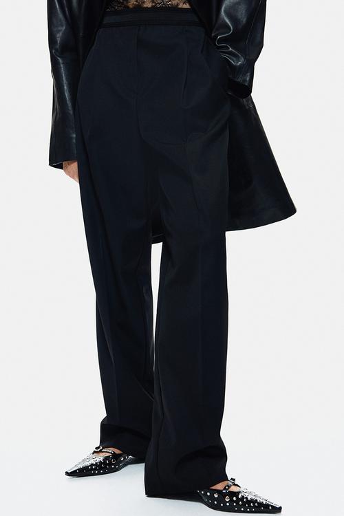 Wool-blend trousers - black