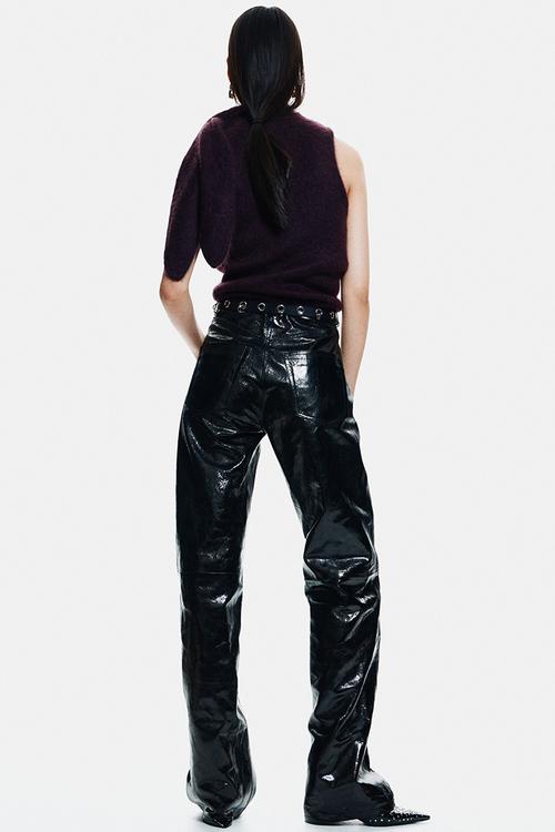 Mohair-blend scarf-collar top - dark purple
