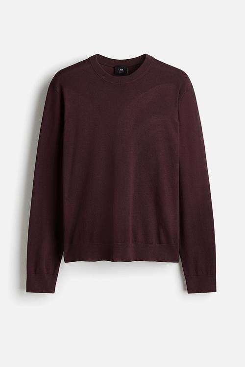 Regular fit fine-knit jumper - dark plum purple