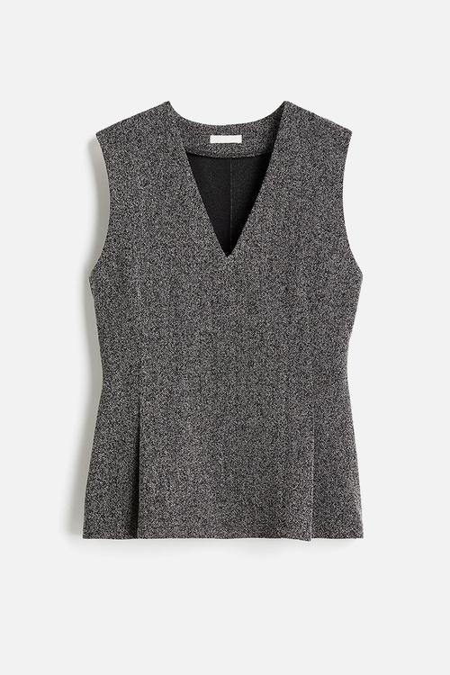 V-neck top - dark grey/herringbone pattern