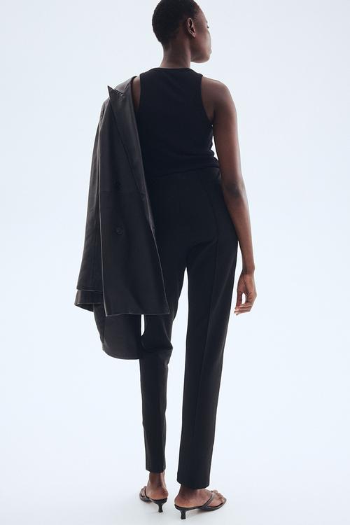 Zip-hem interlock trousers - black