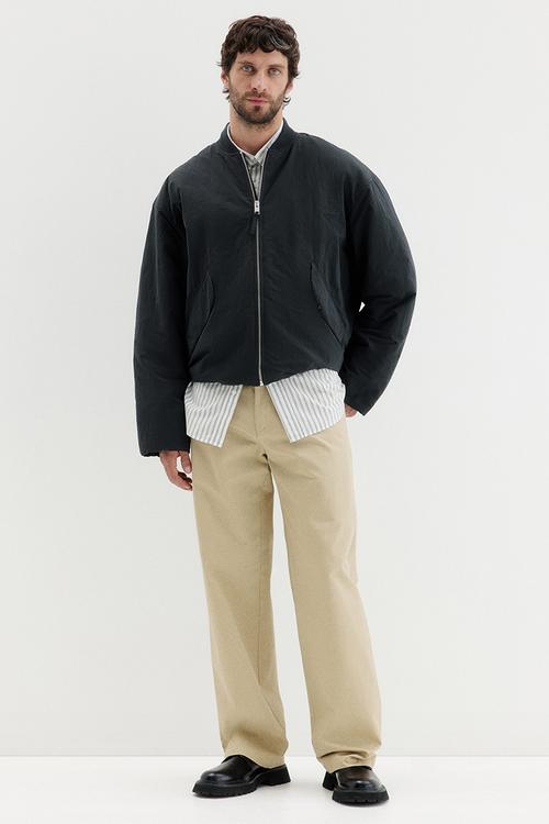 Loose fit nylon bomber jacket - black