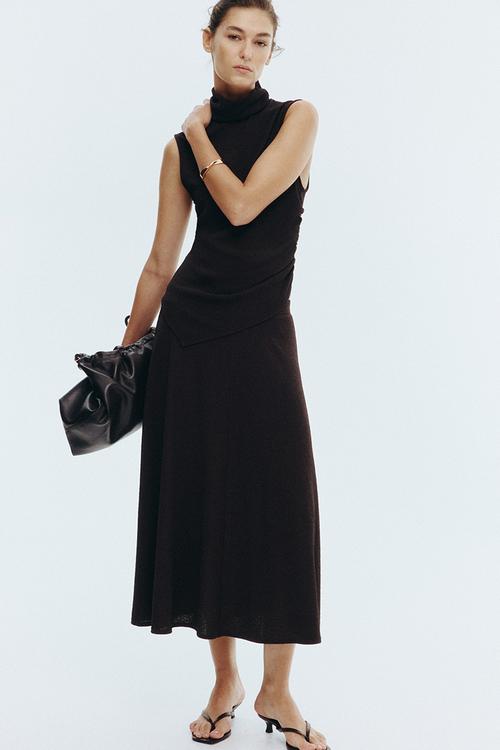 Circular midi skirt - dark brown