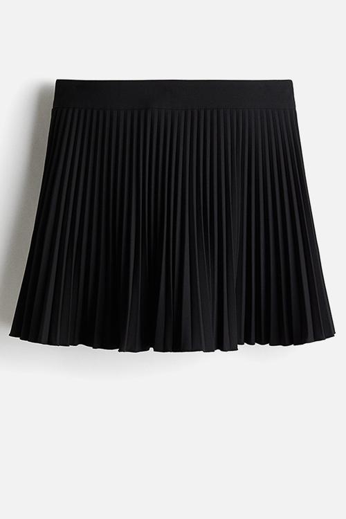 Pleated mini skort - black